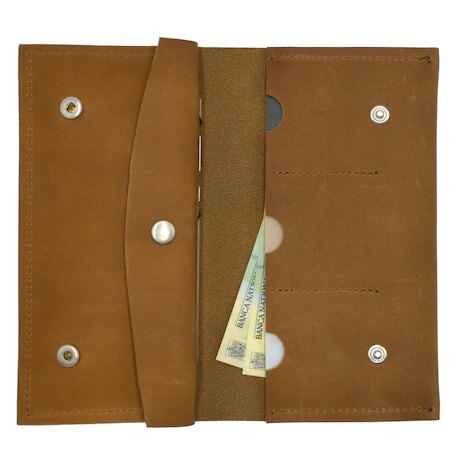 portmonee handmade din piele maro